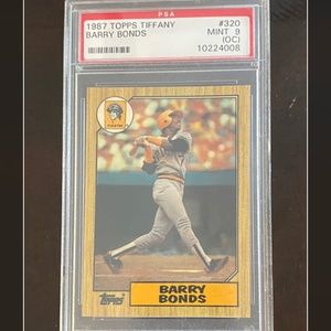 1987 Topps Tiffany Baseball Card - #320 Bary Bonds, PSA 9 (OC) MINT